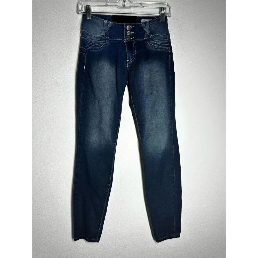 Cello Jeans Womenβs Skinny Jeans Blue Button FlyβSize 1 Junior